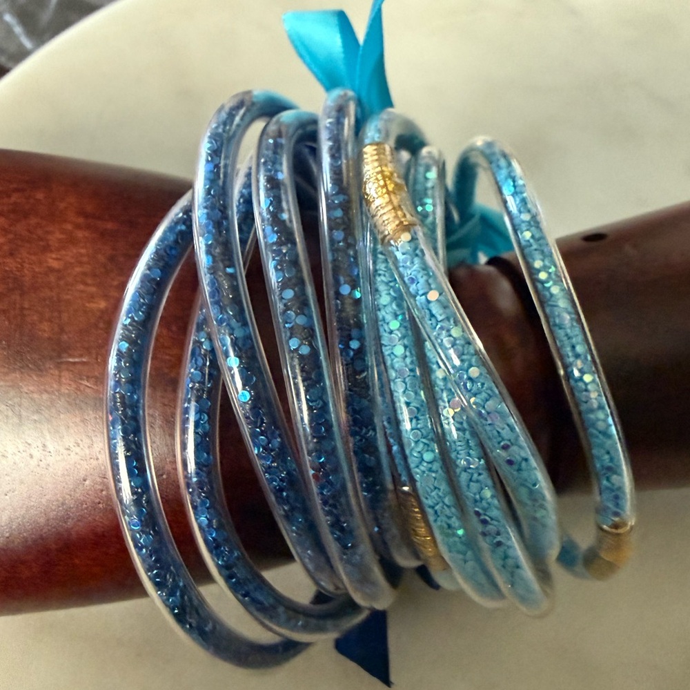 Blue Glitter Bangle Set NWOT
